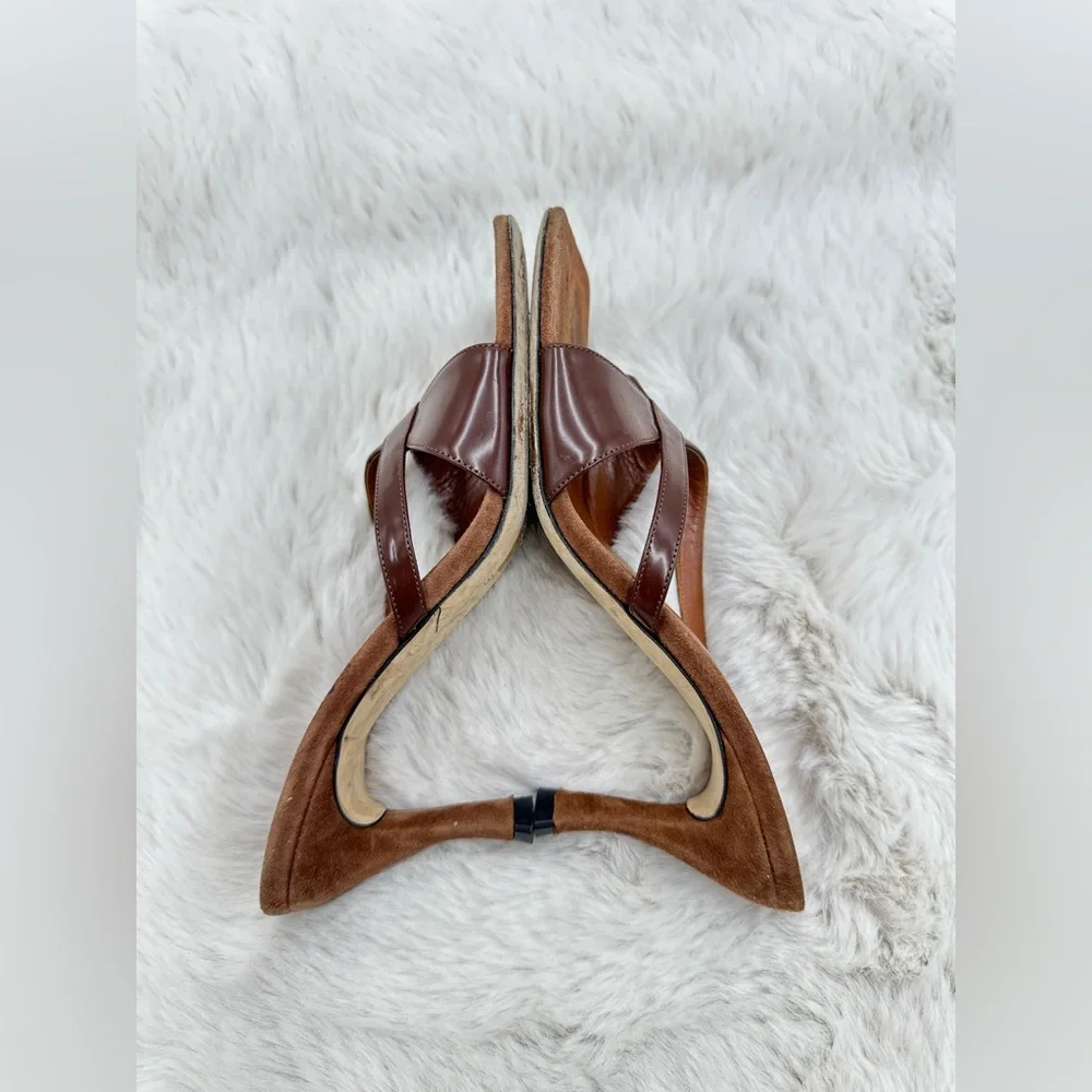 BY FAR Brigette Brown Strappy Heels size‎ 37 US 7 suede leather